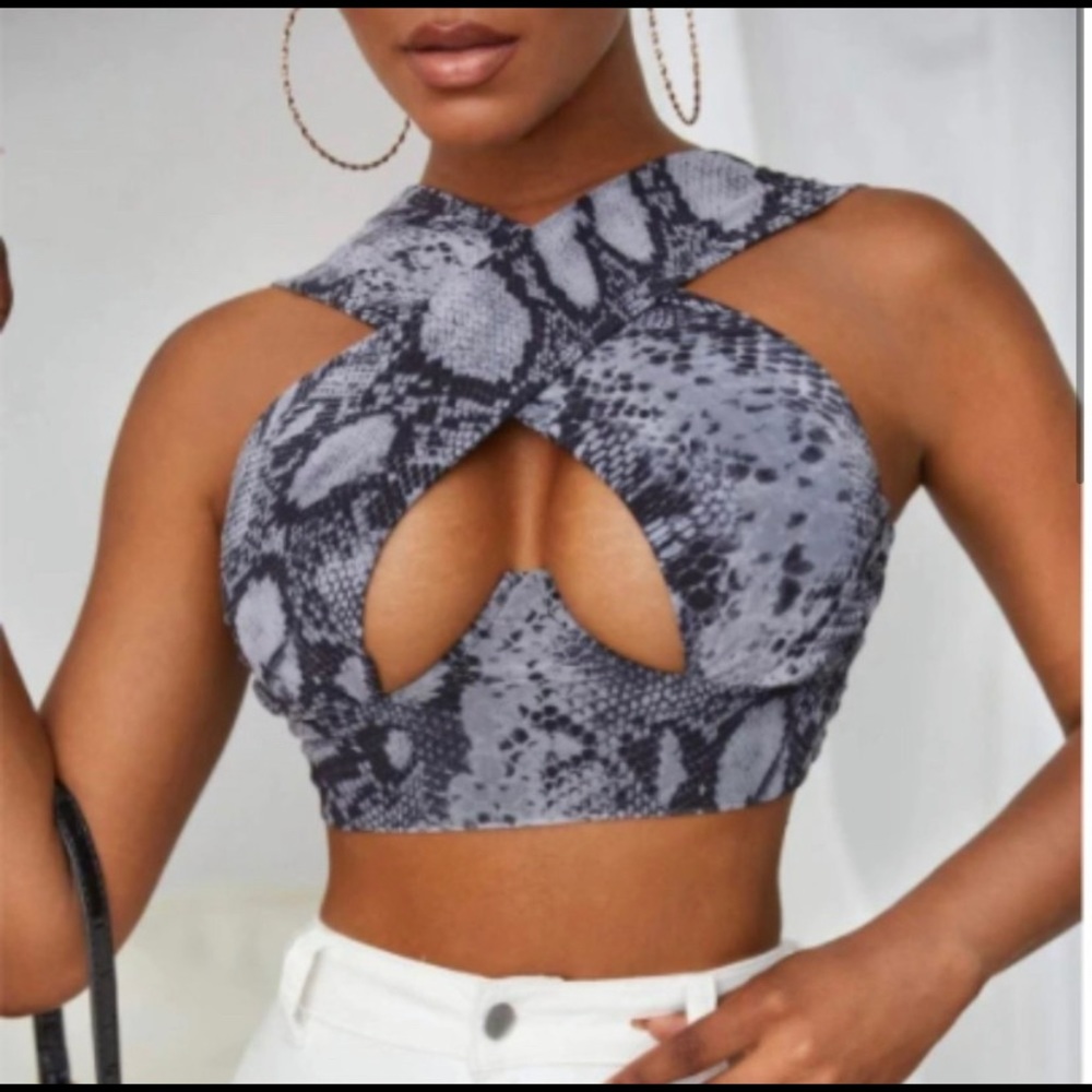 Gray Snake Skin Bra Top